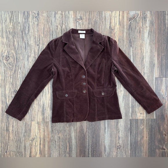 FDJ Jackets & Blazers - FDJ French Dressing Brown Corduroy Blazer Jacket Womens 8 Button Front Back Belt